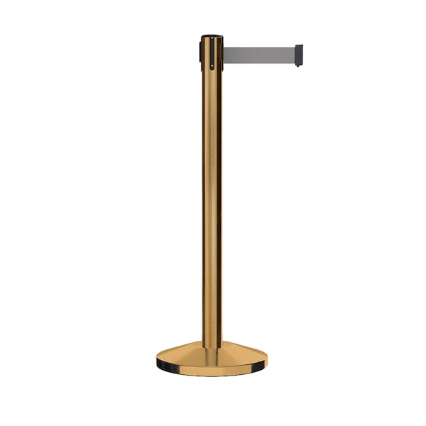 Montour Line Stanchion Belt Barrier Sat.Brass Post 13ft. Lt Gry Belt ES400-SB-LGY-130 - main